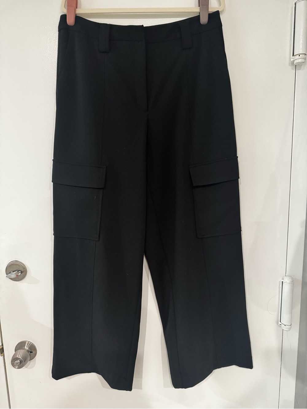 DKNY Black Wide-Leg Cargo Trousers